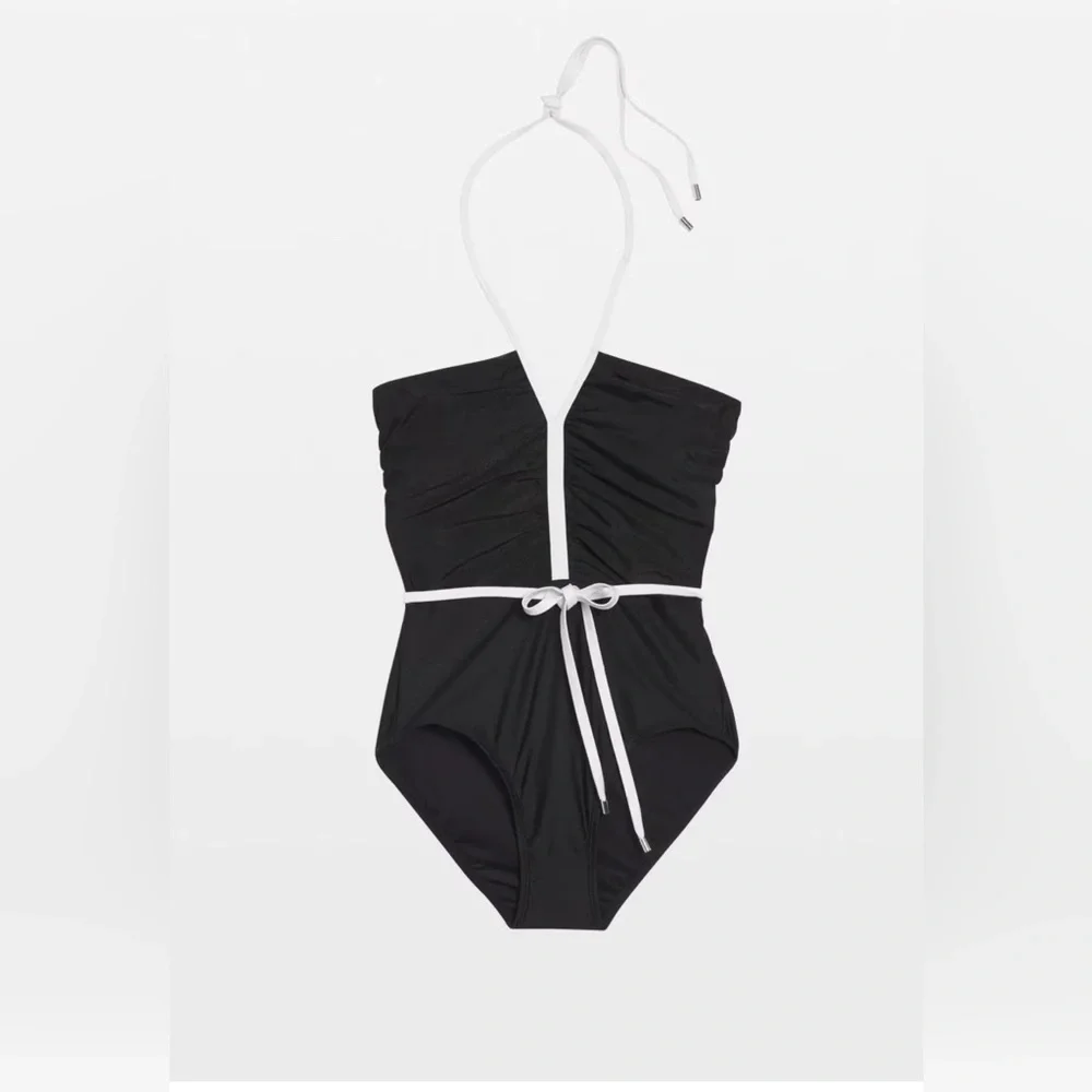 WHBM Retro Ruched One Piece Halter Swimsuit - Picture 5 of 6